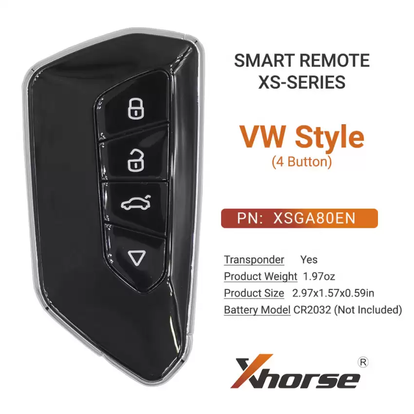 Xhorse XSGA80EN Universal Smart Remote Key XM38 4 Button Volkswagen Style